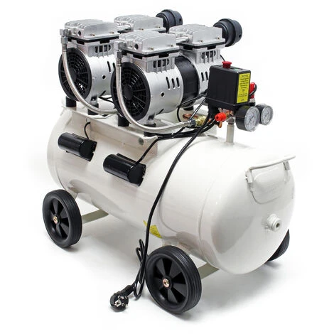 WILTEC Ölfreier Flüsterkompressor Druckluftkompressor Mit 50L Kessel, 2PS, 220l/m Und 2x750W – Bild 2