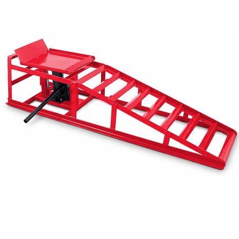 BITUXX 2 Auto PKW Auffahrrampen Mit Wagenheber Wartungsrampe Hebebühne 2000kg In Rot – Bild 2