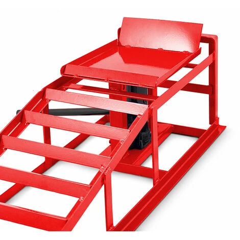 BITUXX 2 Auto PKW Auffahrrampen Mit Wagenheber Wartungsrampe Hebebühne 2000kg In Rot – Bild 3