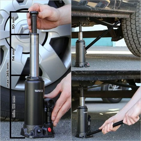 YATO Hydraulischer Stempelwagenheber 2T Wagenheber 181-345 Mm Hubbereich Stempel-Heber – Bild 4