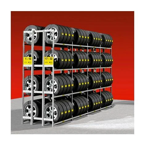 CERTEO Reifenregal | Verzinkt | Doppelseitig | 3 Ebenen | Grundfeld | Scholz – Bild 2