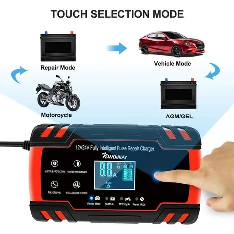 LANGRAY Autobatterie Ladegerät 8A 12V/24V Batterieladegerät Für Auto Vollautomatisches Intelligentes Erhaltungsladegerät Mit LCD-Bildschirm Mehrfachschutz Für Autobatterien Und Motorradbatterie – Bild 5