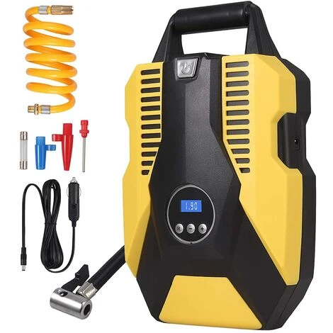 BEARSU Tragbarer Autoreifen-Inflator Elektrischer Digitaler Luftkompressor Mit LED, 1M Trachealverlängerung Und 50 Cm Aufblasbarem Schlauch , DC 12V 150PSI Kompressor Für Fahrzeuge, Motorräder, Fahrräder