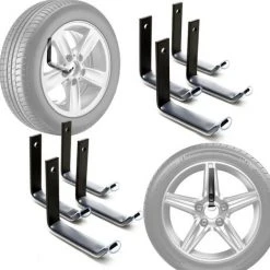 WILTEC Reifenhalter Wandmontage Für 8 Reifen Zubehör Für Reifen Reifenregal Felgenbaum
