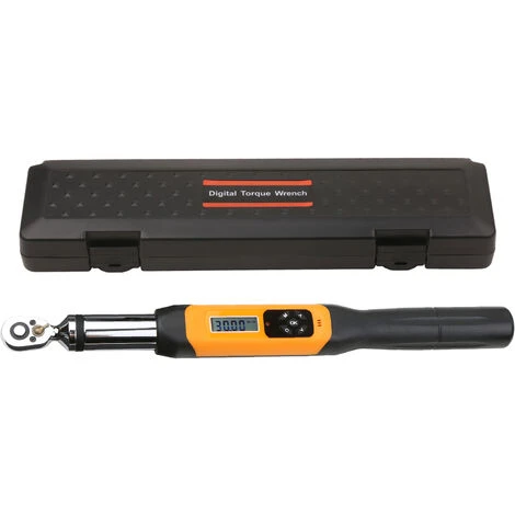 HAPPYSHOPPING 3/8 Zoll Digitaler Drehmomentschlüssel Elektronischer Drehmomentschlüssel Mit Summer & LCD-Alarm (0,3-30 Nm),0,3-30 N · M, Schwarz Und Orange – Bild 2