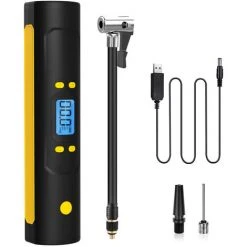 DONTODENT 1 Stück Tragbarer Luftkompressor,elektrische Mini-Pneumatikpumpe,150-PSI-Reifenpumpe Mit Manometer,eingebauter Wiederaufladbarer 2200-mAh-Lithium-Ionen-Akku,LCD-Display Und LED-Leuchten,geeignet Für Autos,Motorräder,Bälle