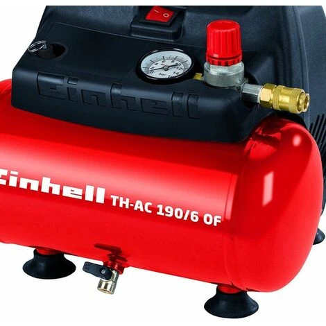 Einhell Kompressor TC-AC 190/6/8 OF 1100 W 6 L Ansaugleistung 185 L / Min 8 Bar ölfrei Standfüße – Bild 4