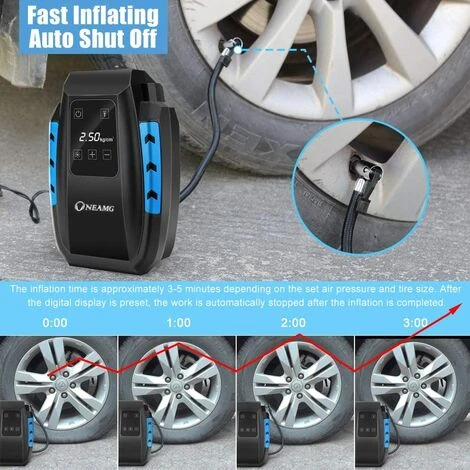 TRIOMPHE Tragbarer Luftkompressor, Tragbarer Digitaler Auto-Luftkompressor-Auto-Inflator-Reifen, Elektrischer Digitaler Luftkompressor Mit LED-Lampe, 3 M Kabel Für Autofahrrad – Bild 2