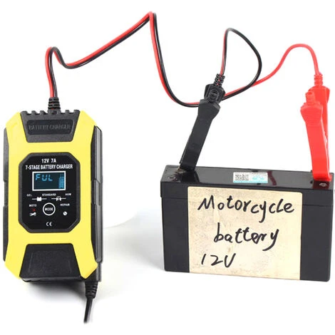 ASUPERMALL Autobatterieladegerat, 12V 7A Blei-Saure-Batterien-Ladegerat, LCD-Display Smart Batterie-Betreuer 7-Stufen Riesellader Fur Auto, Motorrad, Rasenmaher, Meeresboot, SUV, (EU-Stecker) – Bild 5