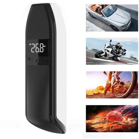 HAPPYSHOPPING Mini-Reifenfüller Tragbarer Luftkompressor Hand-Reifenpumpe 150PSI Für Fahrräder/Motorräder/Autos/Bälle Mit LCD-Anzeige LED-Licht,Weiss – Bild 3