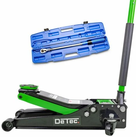 DeTec. DT-3TWH 3 Tonnen Rangier-Wagenheber Quick Lift Grün + Drehmomentschlüssel 1/2 Zoll