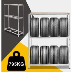 RANDACO Reifenregal Reifenständer Verzinkt Lagerregal Robust Und Haltbar, Höhe Des Lässt Sich Verstellen, 120 X 40 X 180 Cm