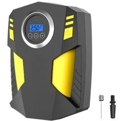 HAPPYSHOPPING Tragbarer Luftkompressor-Reifenfüller, 12-V-DC-Autoreifenpumpe Mit LED-Licht Für Autoreifen, Fahrräder Und Andere Schlauchboote,Schwarz