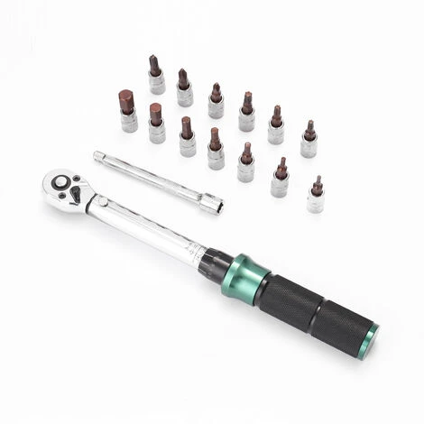 HAPPYSHOPPING 2-24N.m 1/4 Zoll Antrieb 15 STÜCKE Voreingestellte Drehmomentschlüssel Bits Set Schnellspanner Mini Tragbarer Einstellbarer Drehmomentschlüssel Haushalt Fahrrad Auto Autoreparaturen Mit Aufbewahrungsbox,15pcs – Bild 2