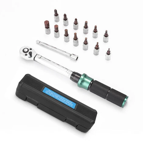 HAPPYSHOPPING 2-24N.m 1/4 Zoll Antrieb 15 STÜCKE Voreingestellte Drehmomentschlüssel Bits Set Schnellspanner Mini Tragbarer Einstellbarer Drehmomentschlüssel Haushalt Fahrrad Auto Autoreparaturen Mit Aufbewahrungsbox,15pcs – Bild 3