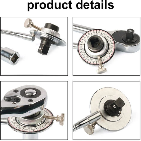 HAPPYSHOPPING Chrom-Vanadium-Stahl 1/2 Zoll 12,5 Mm Antriebsdrehmomentwinkelmesser 360 ° Einstellbares Torsiometer-Messgerät Professionelles Messwerkzeug,ohne Klammer, Mehrfarbig – Bild 2