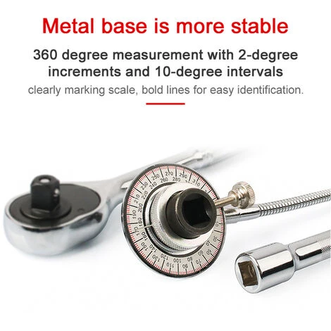 HAPPYSHOPPING Chrom-Vanadium-Stahl 1/2 Zoll 12,5 Mm Antriebsdrehmomentwinkelmesser 360 ° Einstellbares Torsiometer-Messgerät Professionelles Messwerkzeug,ohne Klammer, Mehrfarbig – Bild 3