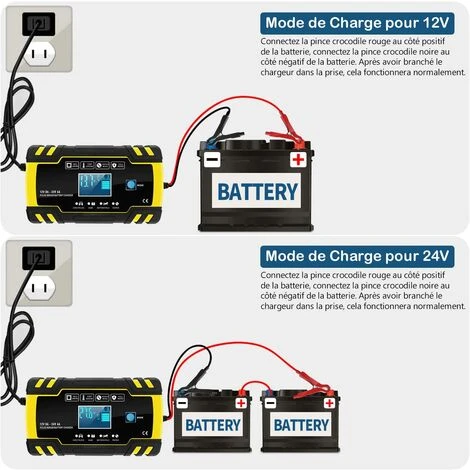 BARES 12V/24V 8A Smart Battery Charger, Level 3 Battery Charger Maintainer And Auto Repair Function For Car, Motorcycle, Truck, AGM, Gel, Wet, SLA (6-150Ah) – Bild 3
