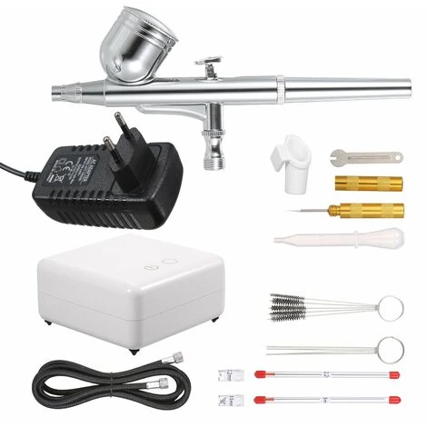 LIFCAUSAL Mehrzweck-Airbrush-Mini-Luftkompressor-Set Gravity Air Brush-Kit Für Auto, Kuchendekoration, Schuhe, Modelle, Nägel, Kleidung, Kekse, Backen, Essen, Kunst (Set 2)