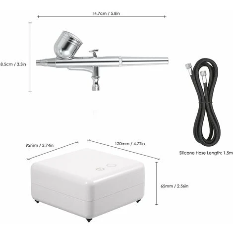 LIFCAUSAL Mehrzweck-Airbrush-Mini-Luftkompressor-Set Gravity Air Brush-Kit Für Auto, Kuchendekoration, Schuhe, Modelle, Nägel, Kleidung, Kekse, Backen, Essen, Kunst (Set 2) – Bild 2