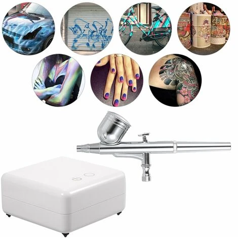 LIFCAUSAL Mehrzweck-Airbrush-Mini-Luftkompressor-Set Gravity Air Brush-Kit Für Auto, Kuchendekoration, Schuhe, Modelle, Nägel, Kleidung, Kekse, Backen, Essen, Kunst (Set 2) – Bild 3