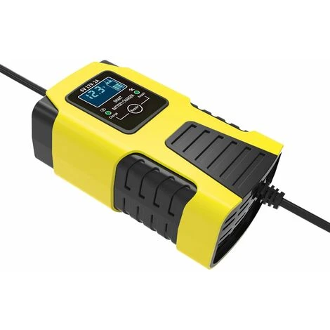LIFCAUSAL 6V 12V 2A 3-stufiges Automatisches Intelligentes Batterieladegerät Multifunktions-Autobatterieladegerät Intelligentes Schnelles Aufladen Impulsreparaturladegerät Mit Digitalem LCD-Display (gelb) – Bild 4