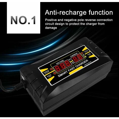 LIFCAUSAL Vollautomatisches, Intelligentes 12-V-10-A-Blei-Säure-/GEL-Ladegerät Mit LCD-Display, EU-Stecker, Intelligentes Schnellladegerät – Bild 3
