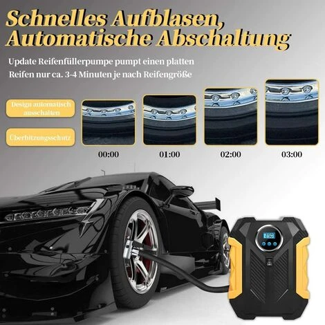 OCXIN Generic Auto Luftkompressor, Farsaw Elektrische Luftpumpe Kompressoren DC 12V 150PSI Mit LCD-Bildschirm Digitale Reifenpumpe Für Für Autoreifen, Motorräder Und Andere Schlauchboote – Bild 3