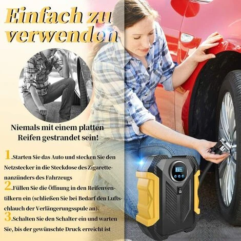 OCXIN Generic Auto Luftkompressor, Farsaw Elektrische Luftpumpe Kompressoren DC 12V 150PSI Mit LCD-Bildschirm Digitale Reifenpumpe Für Für Autoreifen, Motorräder Und Andere Schlauchboote – Bild 4