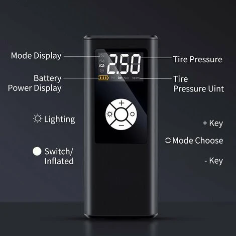 LIFCAUSAL 120 PSI Tragbarer Luftkompressor Mini Reifenfüller LCD Display Elektrische Fahrradpumpe Mit 4000 MAh Akku LED-Licht Für Auto Fahrrad Motorrad Bälle Schwimmring – Bild 5