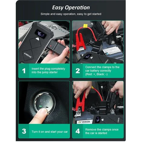 KROAK K-JS05 24000mAh Startnetzteil Spitzenstrom 2400A Mit Sicherheitshammerfunktion – Bild 4