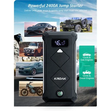 KROAK K-JS05 24000mAh Startnetzteil Spitzenstrom 2400A Mit Sicherheitshammerfunktion – Bild 5