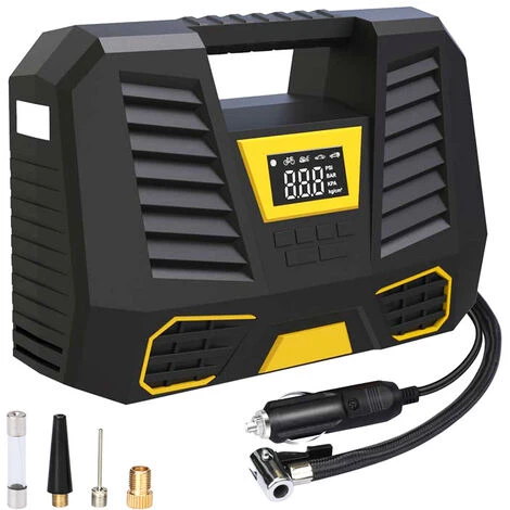 BF Tragbarer Luftkompressor, 150 PSI Autoreifenfüller, 3 X 2000 MAh Mini-Reifenkompressor 12 V, Reifenpumpe Mit Digitalem LCD-Display, LED-Licht, Elektrischer Kompressor Für Auto, Fahrrad, Motorrad