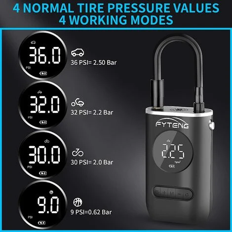 BENOBBY KIDS Elektrische Luftpumpe 2021 Die Neueste Digitale Elektrische Mini-Luftpumpe Mit 150 PSI, Batteriekompressor, Autoreifen-Luftpumpe, Geeignet F��r Autos, Motorr?der, Fahrr?der, B?lle – Bild 3