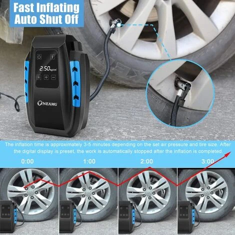 GESCHENKE 12V Tragbarer Luftkompressor, 12V 120W Tragbarer Digitaler Autoluftkompressor Autoreifenfüller, Elektrischer Digitaler Luftkompressor Mit LED-Licht, 3M Kabel Für Autofahrrad – Bild 3