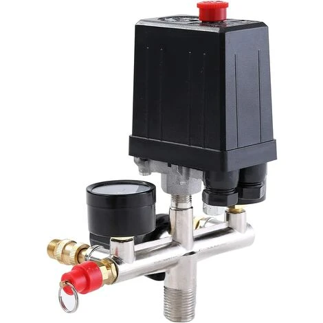 TINOR G1/4"-Luftkompressor-Druckschalter Mit Zwei Ausgängen Und Sicherheitsventil-Messregler – Bild 2