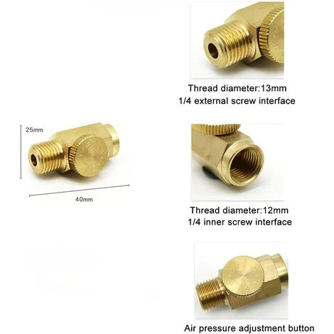 TINOR 1/4" NPT Außengewinde X 1/4" NPT Innengewinde Luftstromregelventil Inline-Messingverschraubung Luftdruckkompressor-Prüfwerkzeug – Bild 5