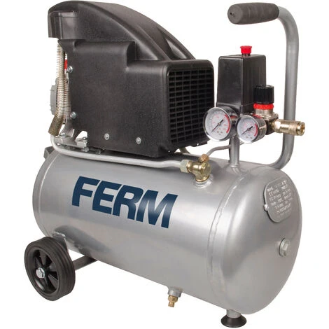 FERM Kompressor - 1100W - 24 Liter - Max. 8 Bar - Inkl. Universelle Schnellkupplung & 2 Manometer